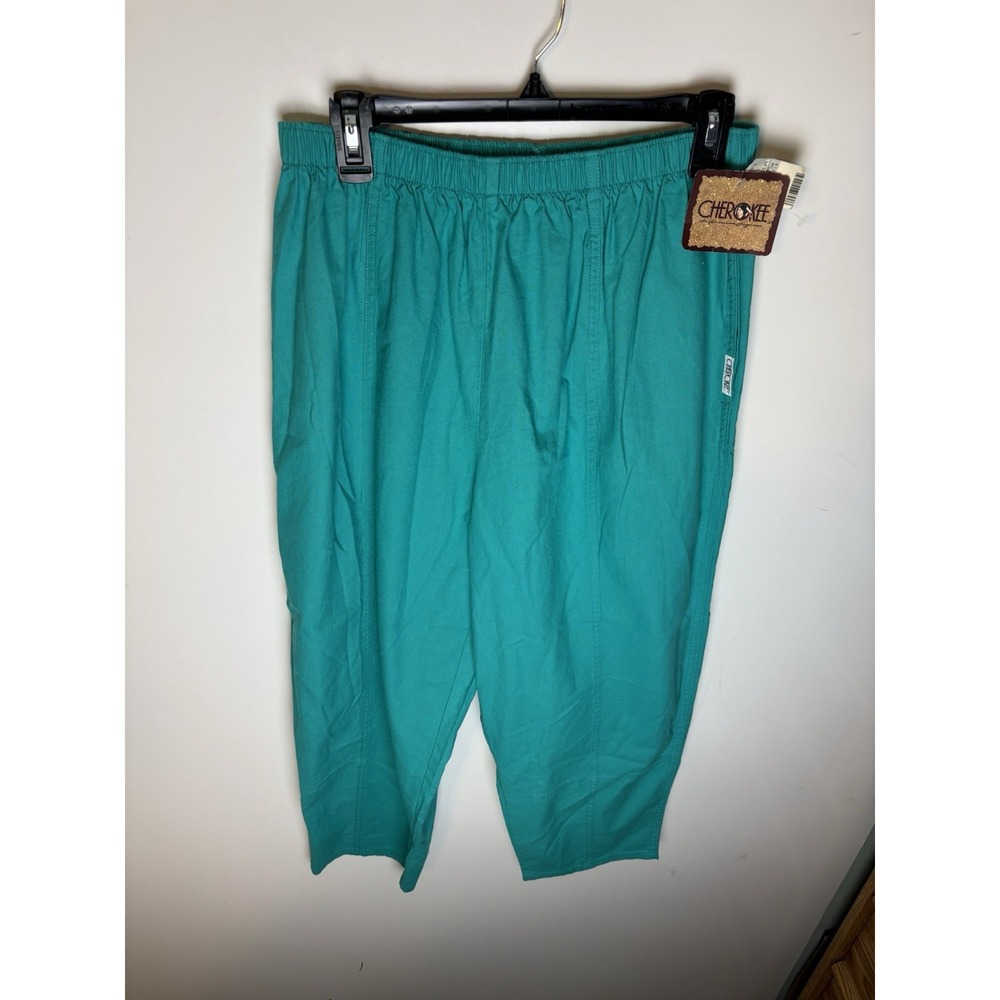 Cherokee Work Wear Scrub Pants Size 18W Green Elastic Waist Pockets Career NWT